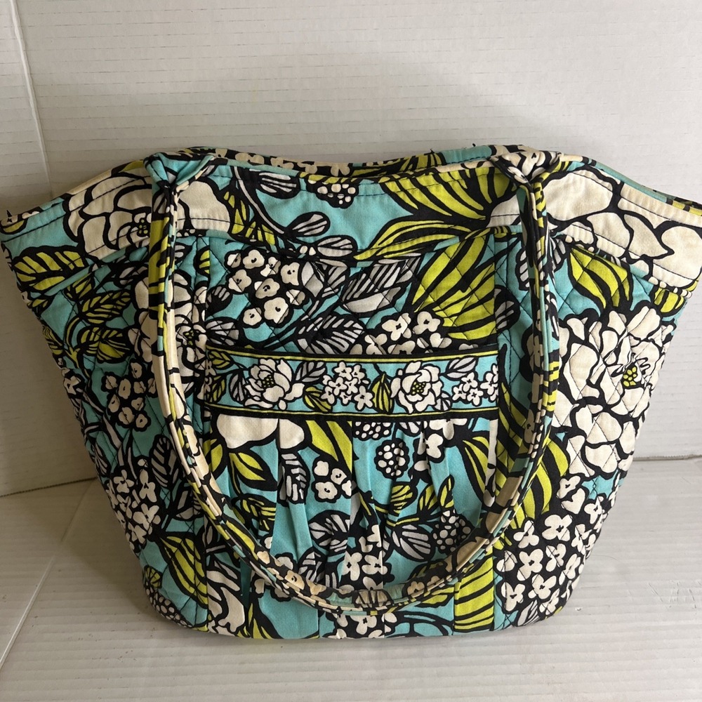 Vintage Vera Bradley Purse‎ Sweetheart Island Blooms Aqua-Lime Green.